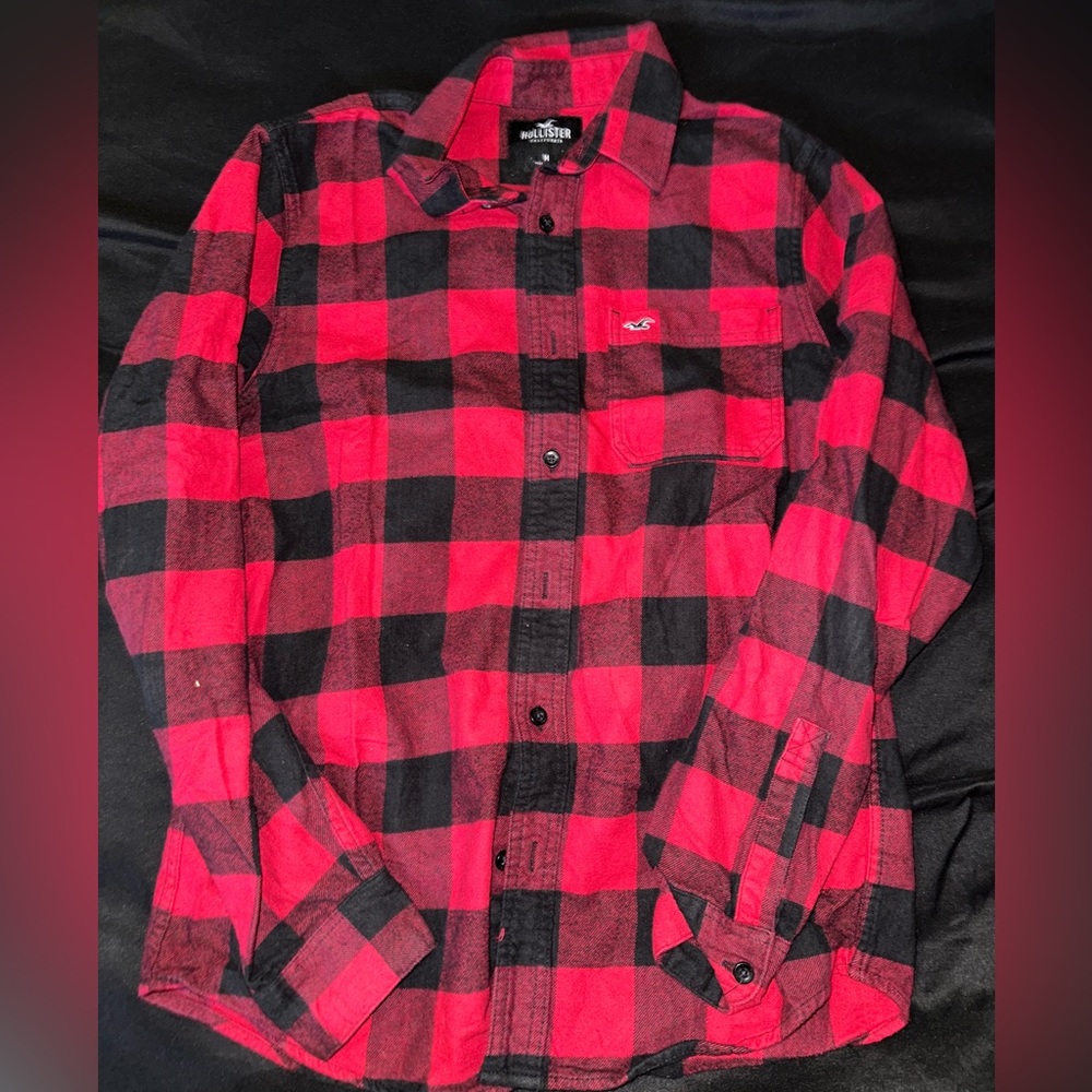 Hollister red and black checkered flannel